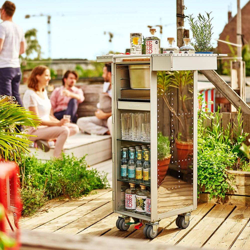 Turn your terrace into the coolest party hotspot in town with an airline trolley bar. Cabin crew - please get ready for cocktails.