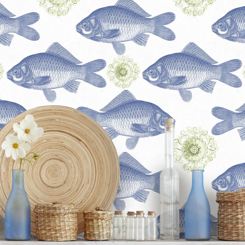 Fish Blue Wallpaper - MINDTHEGAP - Do Shop