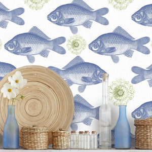 Fish Blue Wallpaper - MINDTHEGAP - Do Shop