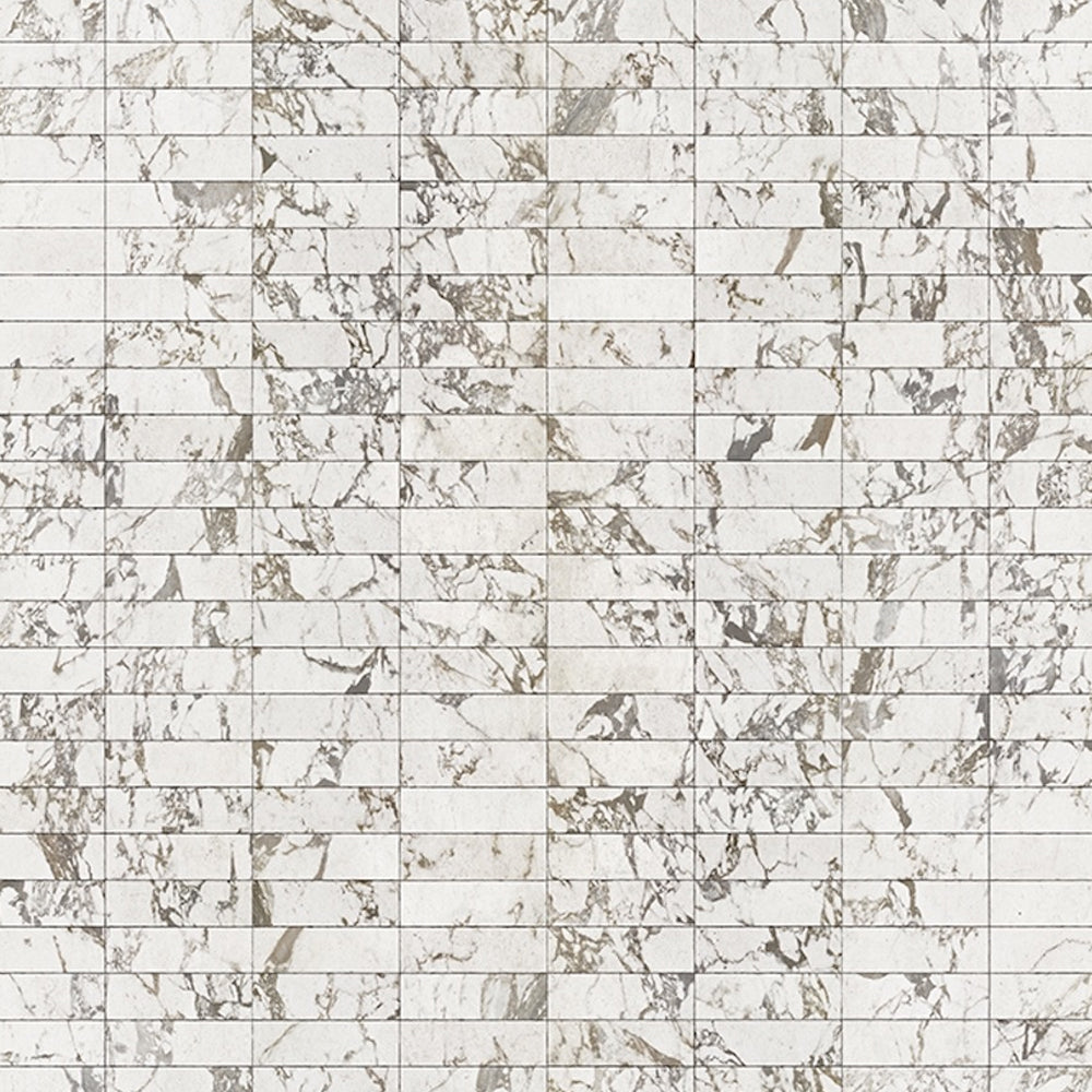 White Marble Tiles 24.4 x 7.7 cm Materials Wallpaper by Piet Hein Eek - NLXL - Do Shop